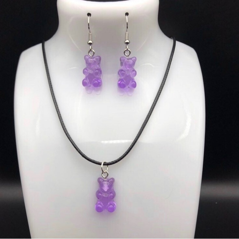Purple Teddy Bear / Gummy Bear Jewelry Set